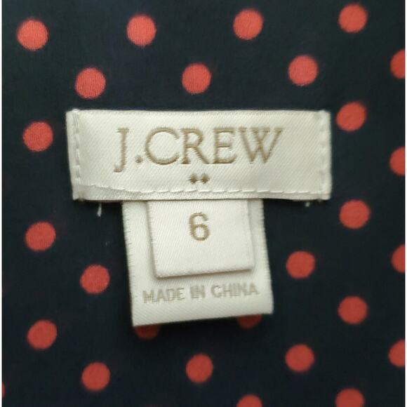 J CREW Women 6 Blouse Top Navy Chiffon Blue & Pink Polka Dots Front Keyhole 38" - Picture 4 of 8